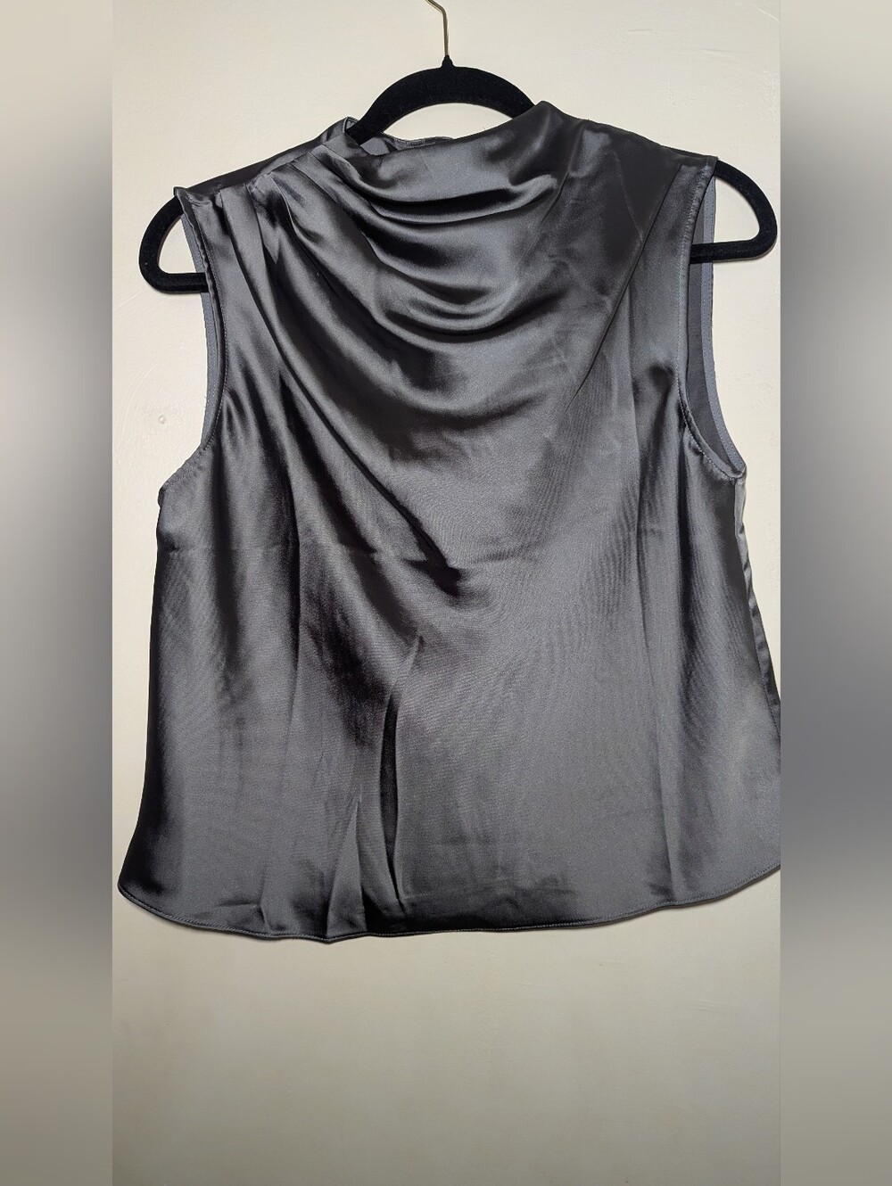 H&M. Silky Black Silver Sleeveless Cowl Neck Top